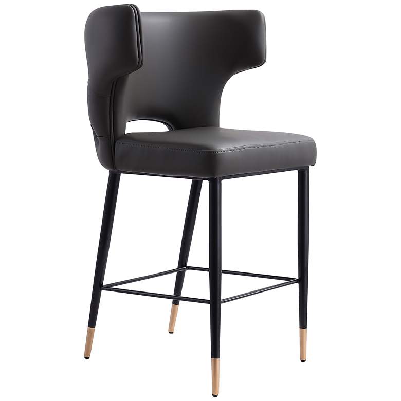 Image 2 Holguin 23 1/2" Gray Tufted Faux Leather Counter Stool