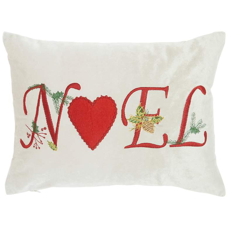 Image 2 Holiday Beige Red Noel 16 inch x 12 inch Rectangular Throw Pillow