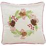 Holiday Beige Ribbon Emb Pincones 16" Square Throw Pillow