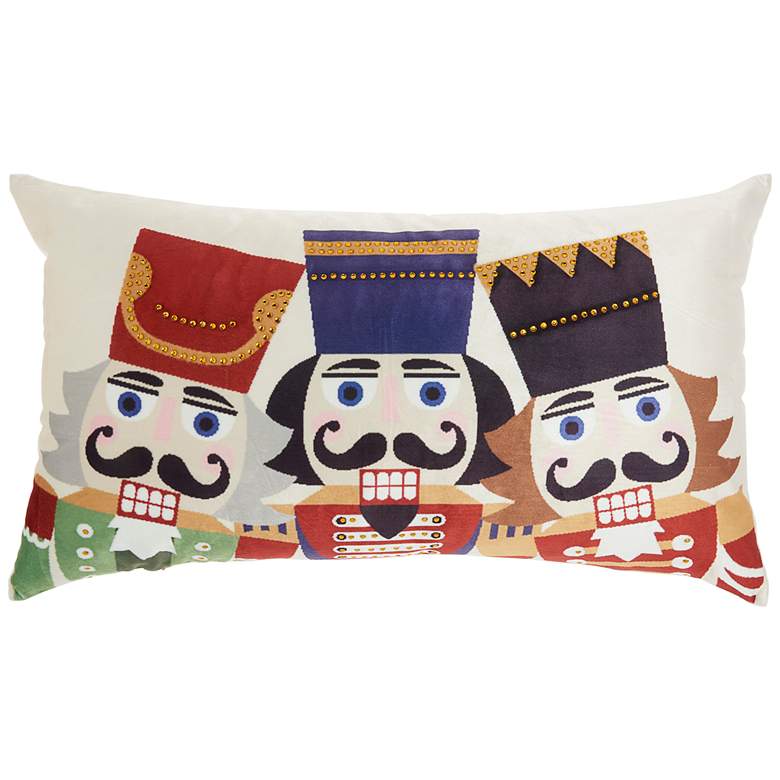 Image 2 Holiday Multi-Color 3 Nutcrackers 24" x 14" Throw Pillow