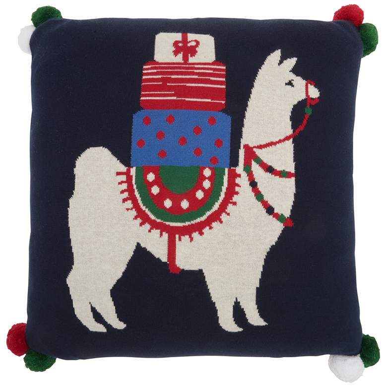 Image 2 Holiday Multi-Color Llama 20 inch Square Decorative Throw Pillow