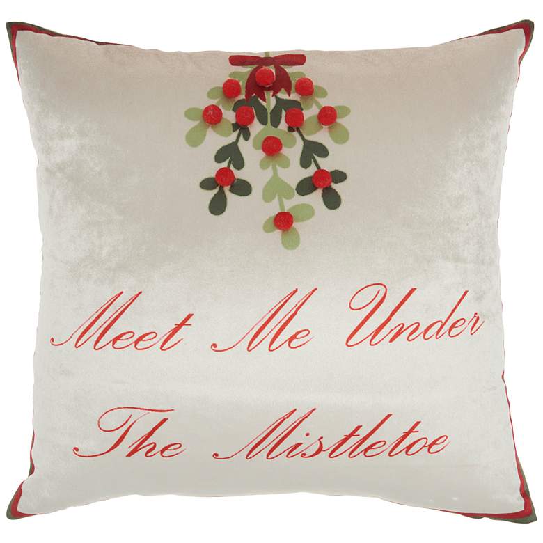 Image 2 Holiday Multi-Color Mistletoe 18" Square Throw Pillow