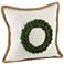 Holiday Wreath Green 18" Square Knit Decorative Pillow