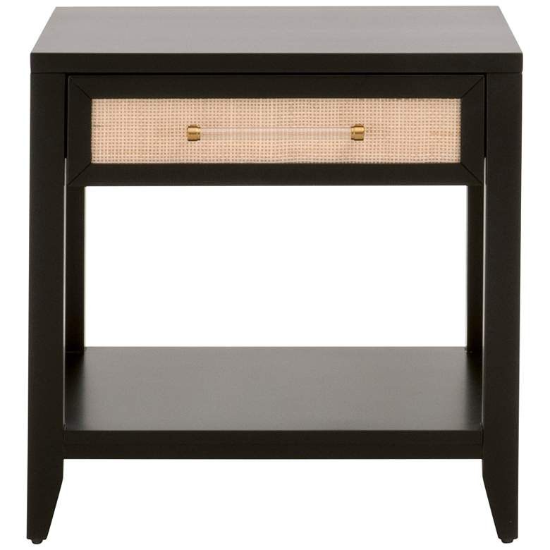 Image 1 Holland 24" Wide Brushed Black Rattan 1-Drawer Side Table