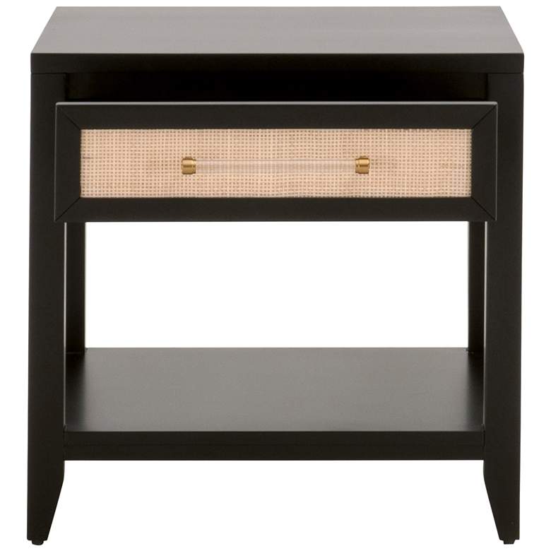 Image 4 Holland 24 inch Wide Brushed Black Rattan 1-Drawer Side Table more views