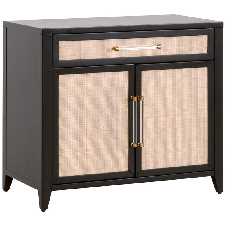Image 1 Holland 34" Wide Brushed Black Rattan 2-Door Media Chest