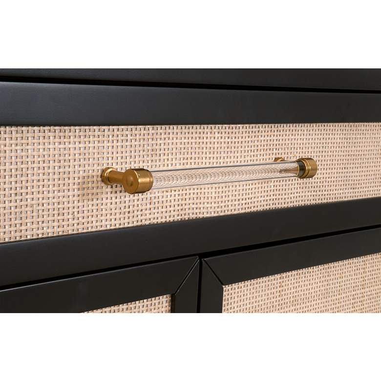 Image 2 Holland 34" Wide Brushed Black Rattan 2-Door Media Chest more views