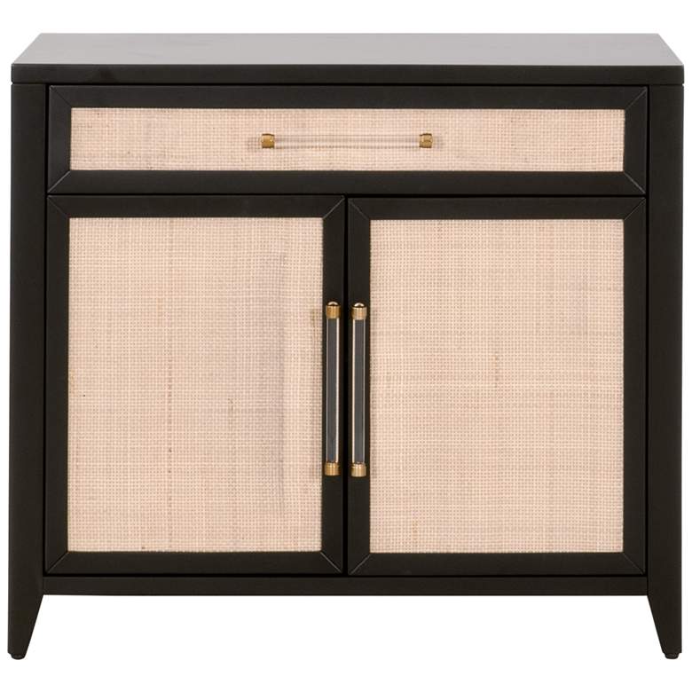 Image 5 Holland 34" Wide Brushed Black Rattan 2-Door Media Chest more views
