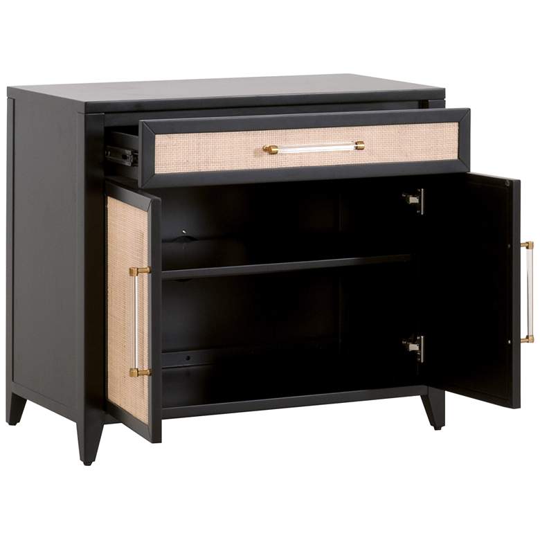 Image 7 Holland 34" Wide Brushed Black Rattan 2-Door Media Chest more views