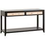 Holland 54" Wide Brushed Black Rattan 2-Drawer Console Table