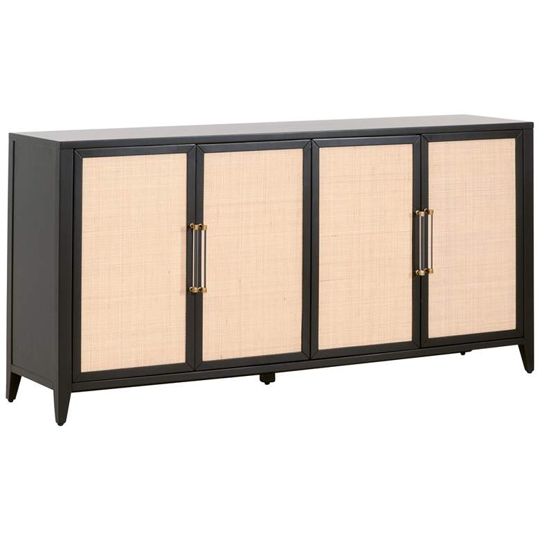 Image 1 Holland 71 inch Wide Brushed Black Rattan 4-Door Media Sideboard