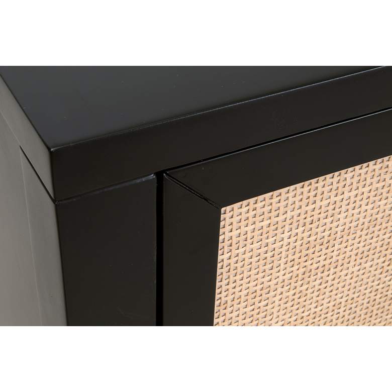 Image 2 Holland 71" Wide Brushed Black Rattan 4-Door Media Sideboard more views