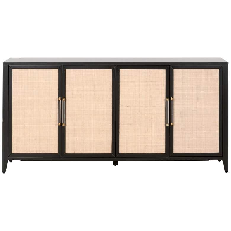 Image 5 Holland 71 inch Wide Brushed Black Rattan 4-Door Media Sideboard more views