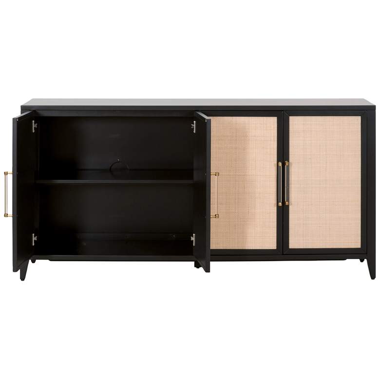 Image 6 Holland 71" Wide Brushed Black Rattan 4-Door Media Sideboard more views