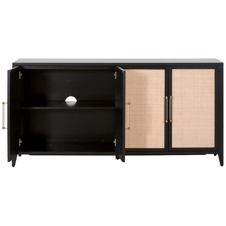 Image 7 Holland 71" Wide Brushed Black Rattan 4-Door Media Sideboard more views