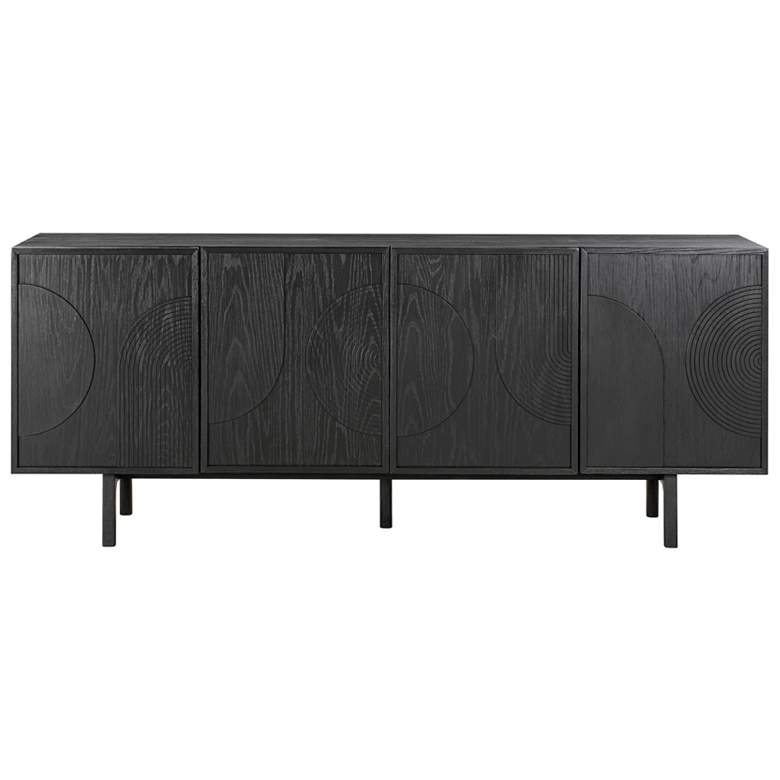 Image 1 Holland Sideboard Buffet with 4 Doors in Black Brushed Oak Wood