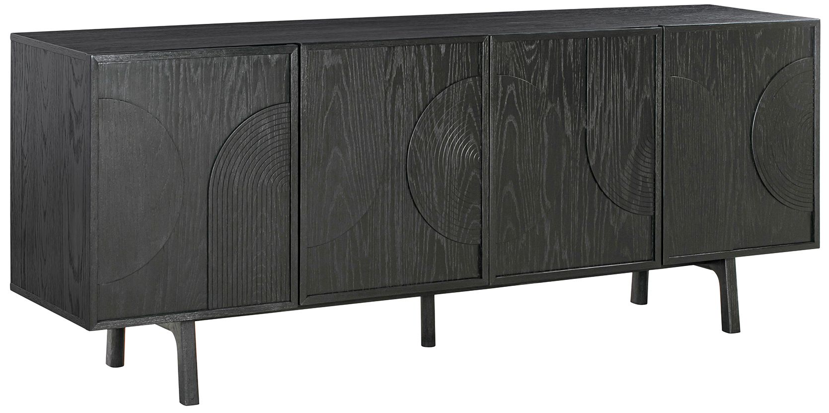 Image 3 Holland Sideboard Buffet with 4 Doors in Black Brushed Oak Wood more views
