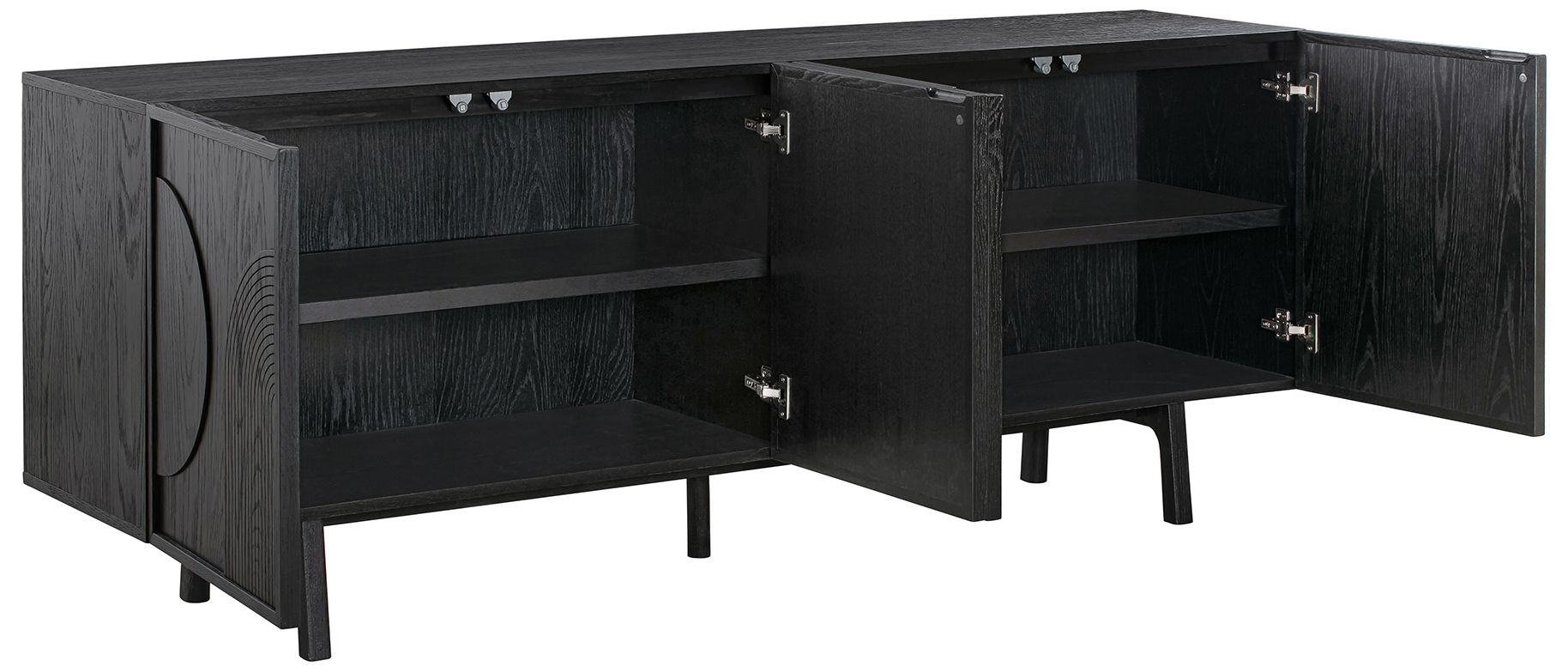 Image 4 Holland Sideboard Buffet with 4 Doors in Black Brushed Oak Wood more views