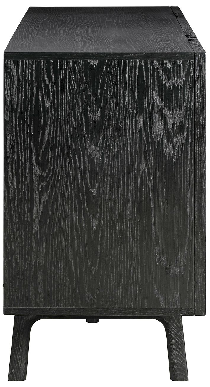 Image 5 Holland Sideboard Buffet with 4 Doors in Black Brushed Oak Wood more views