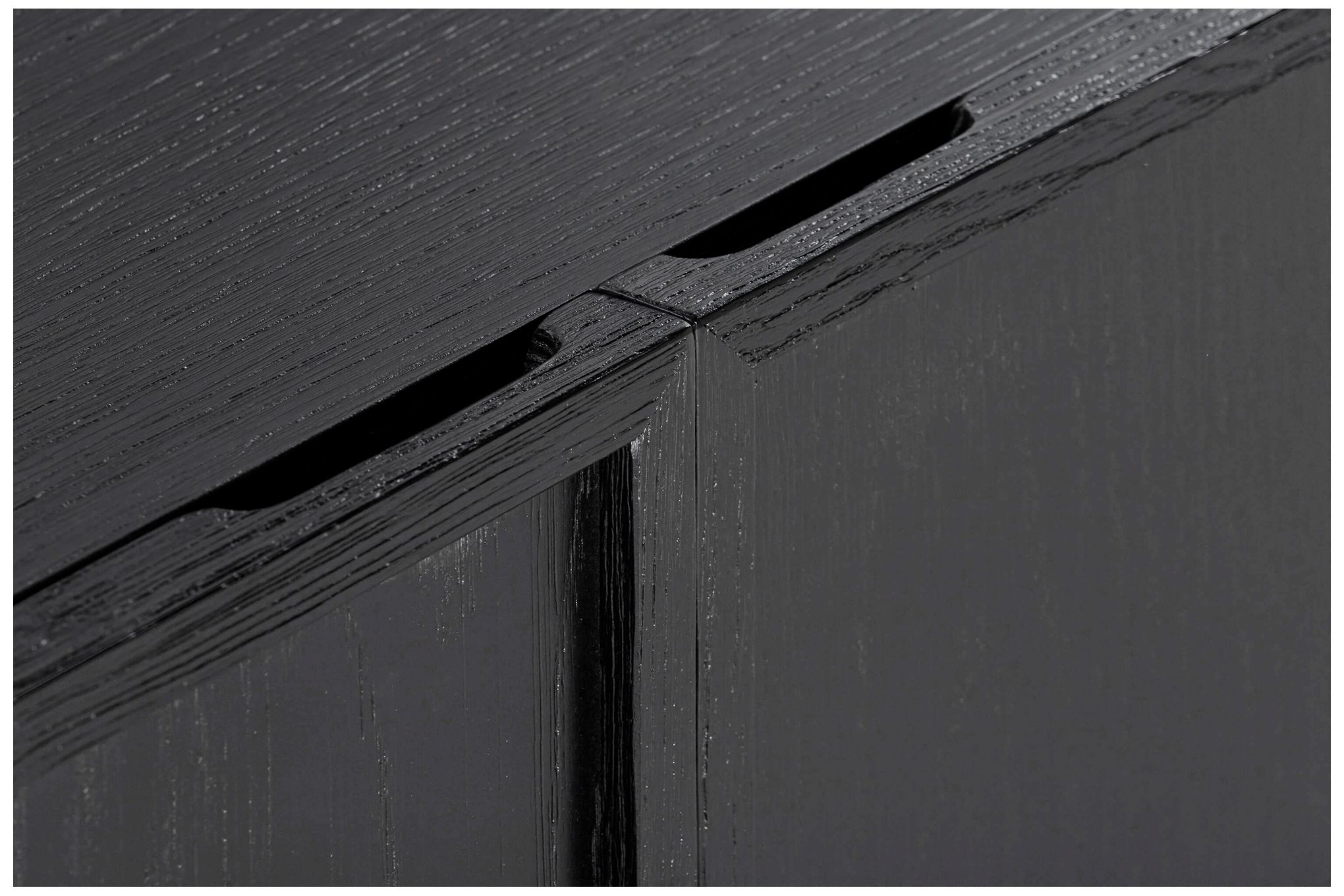 Image 6 Holland Sideboard Buffet with 4 Doors in Black Brushed Oak Wood more views