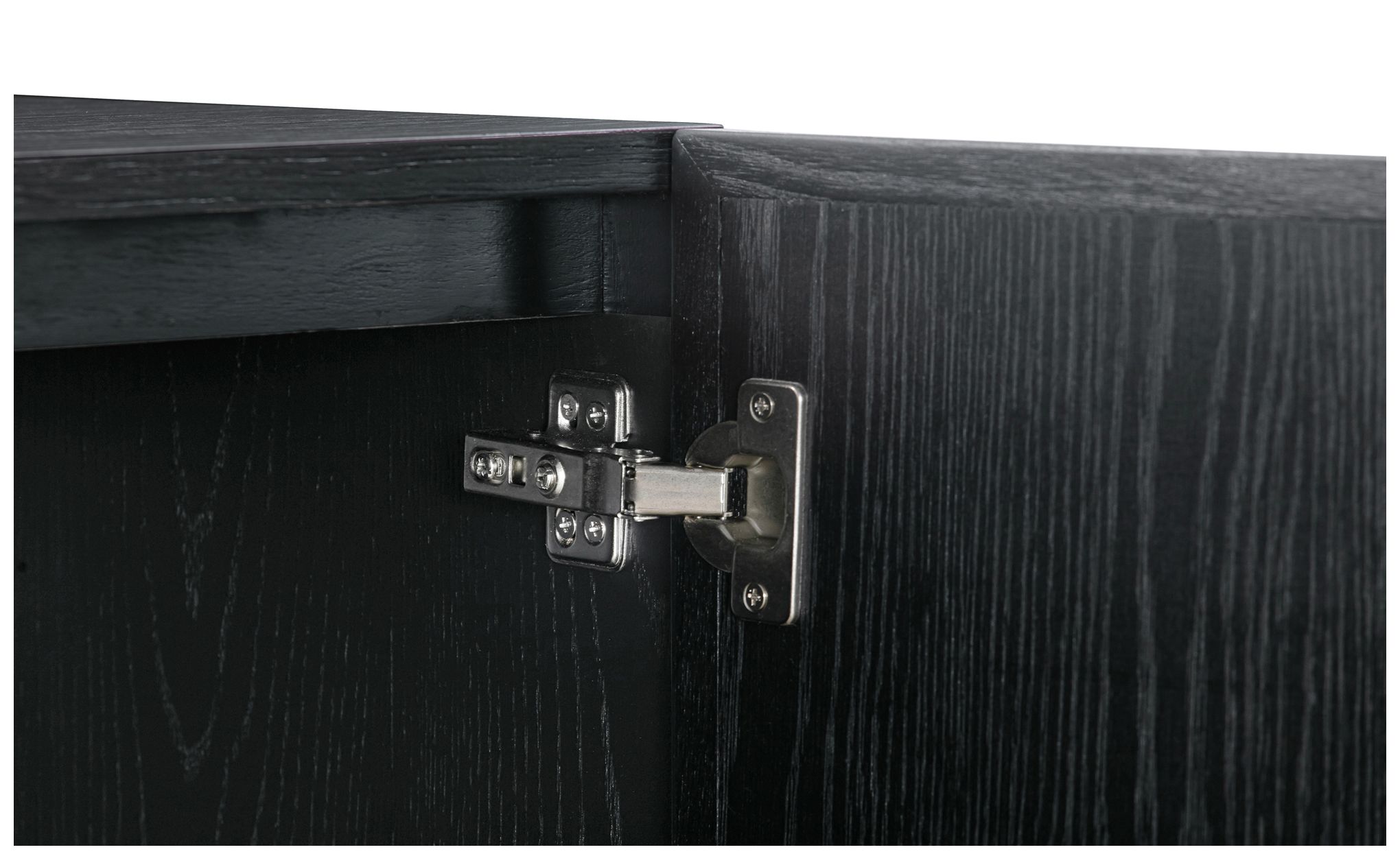 Image 7 Holland Sideboard Buffet with 4 Doors in Black Brushed Oak Wood more views