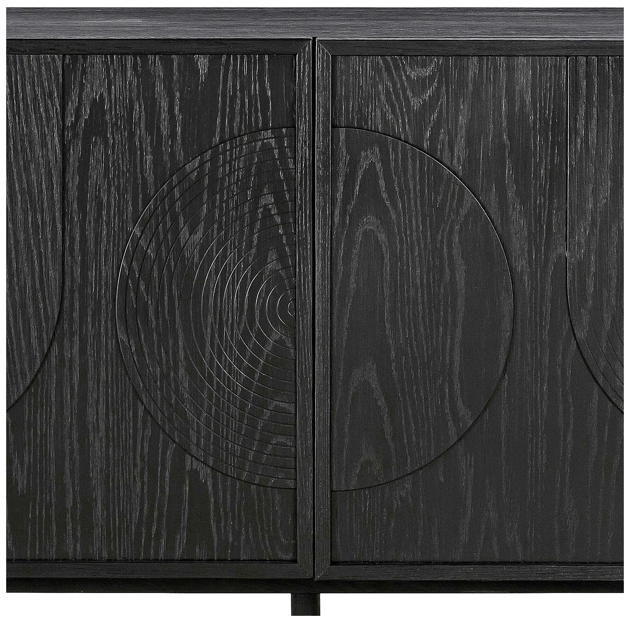 Holland Sideboard Buffet with 4 Doors in Black Brushed Oak Wood