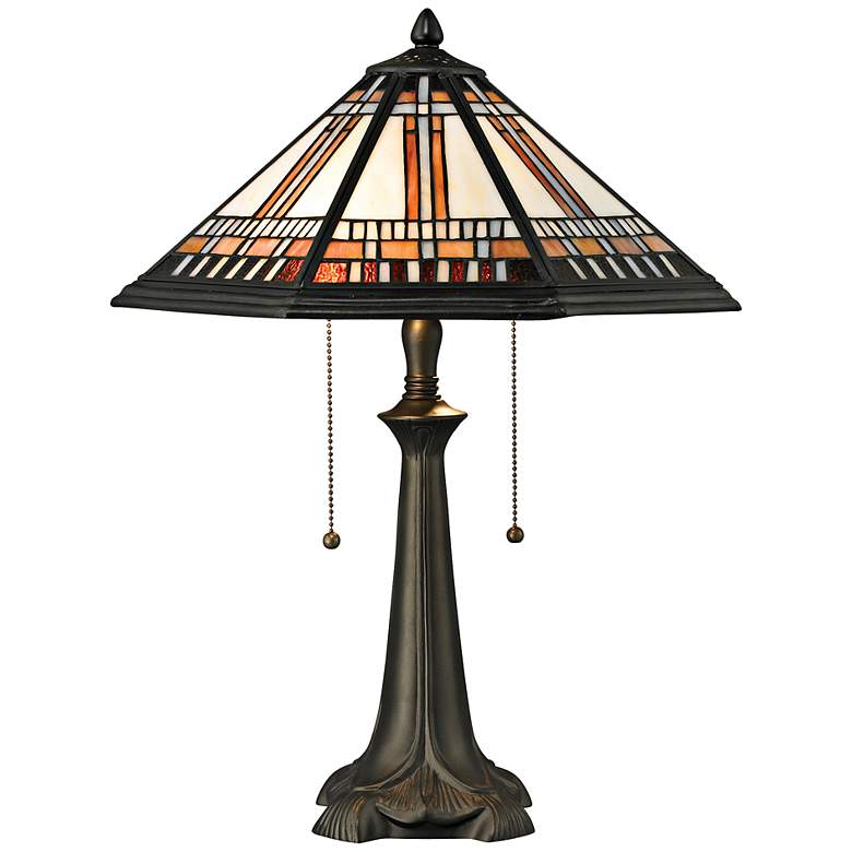 Image 1 Hollander Tiffany Style Glass and Bronze Table Lamp