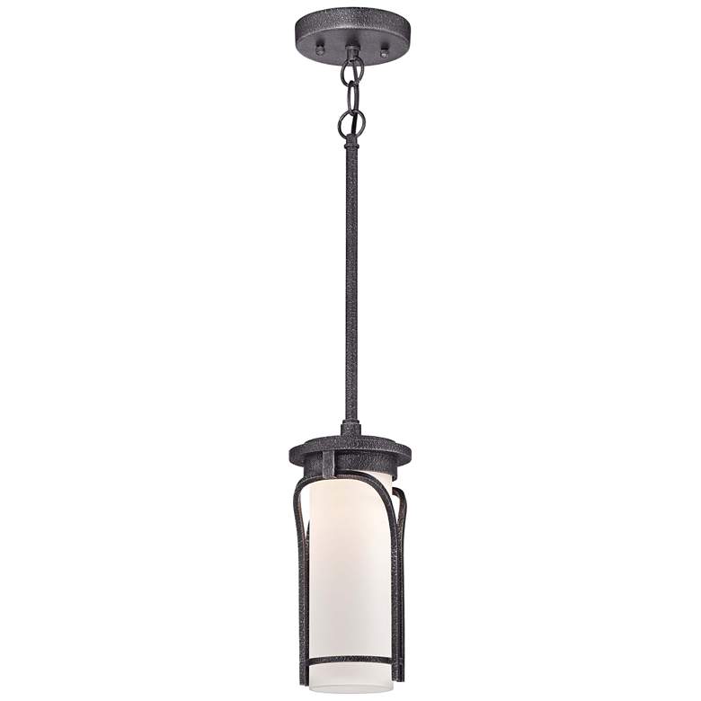 Image 1 Hollbrook 10 3/4 inchH Stone Silver LED Outdoor Hanging Light