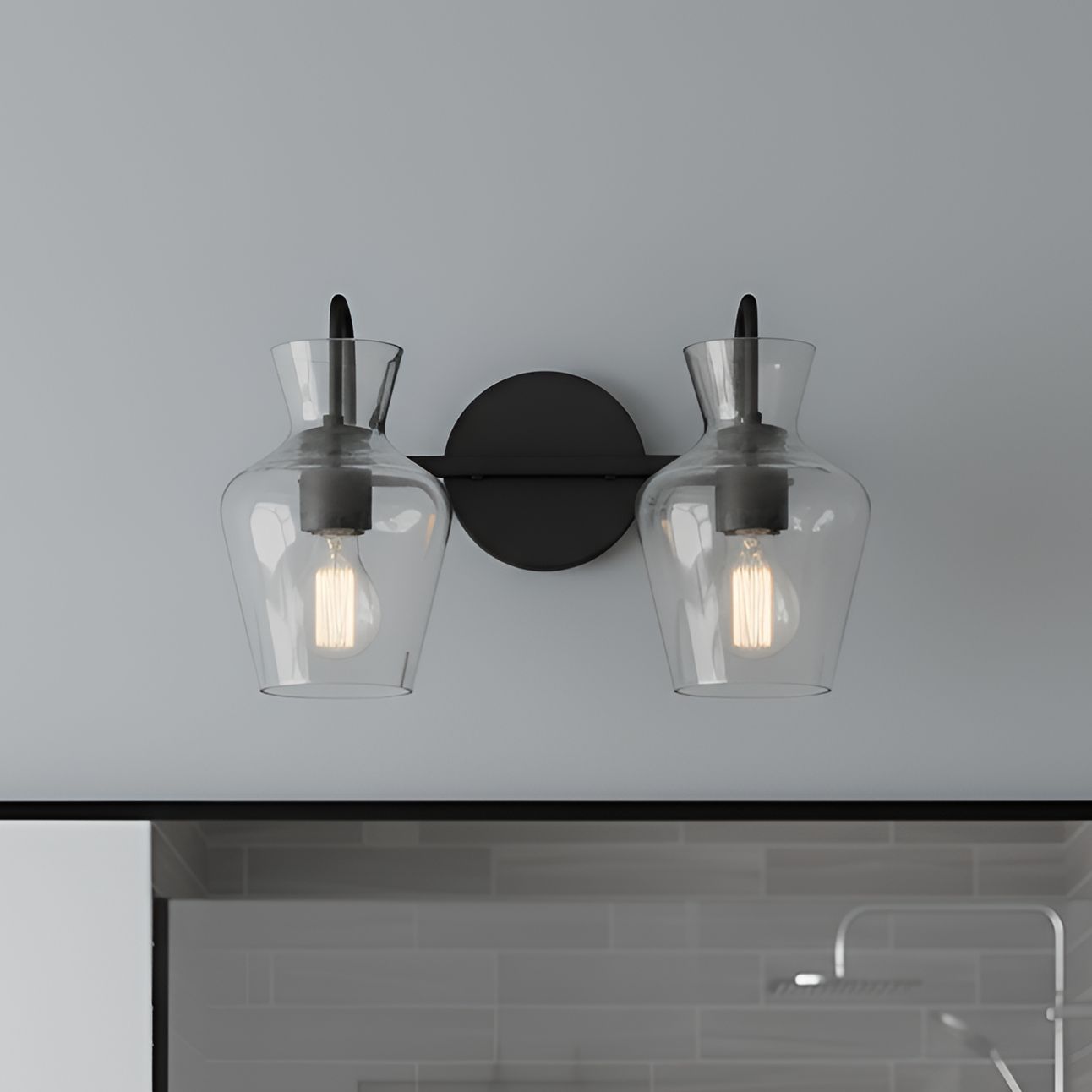 Hollis 2-Light Matte Black Vanity Light