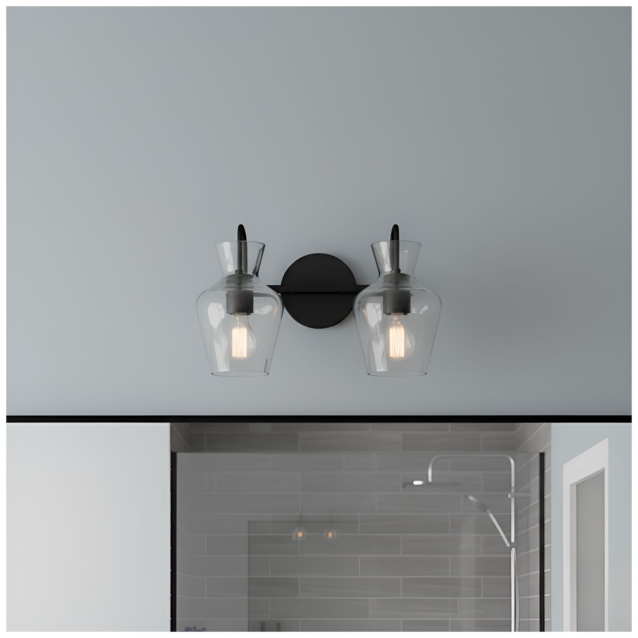 Hollis 2-Light Matte Black Vanity Light