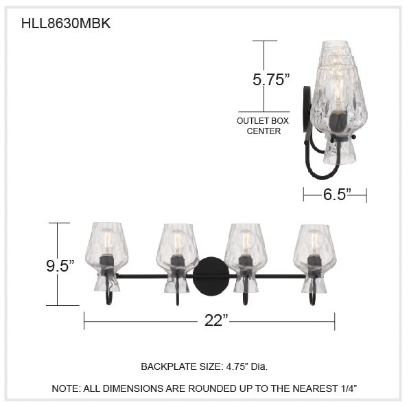 Hollis 4-Light Matte Black Vanity Light