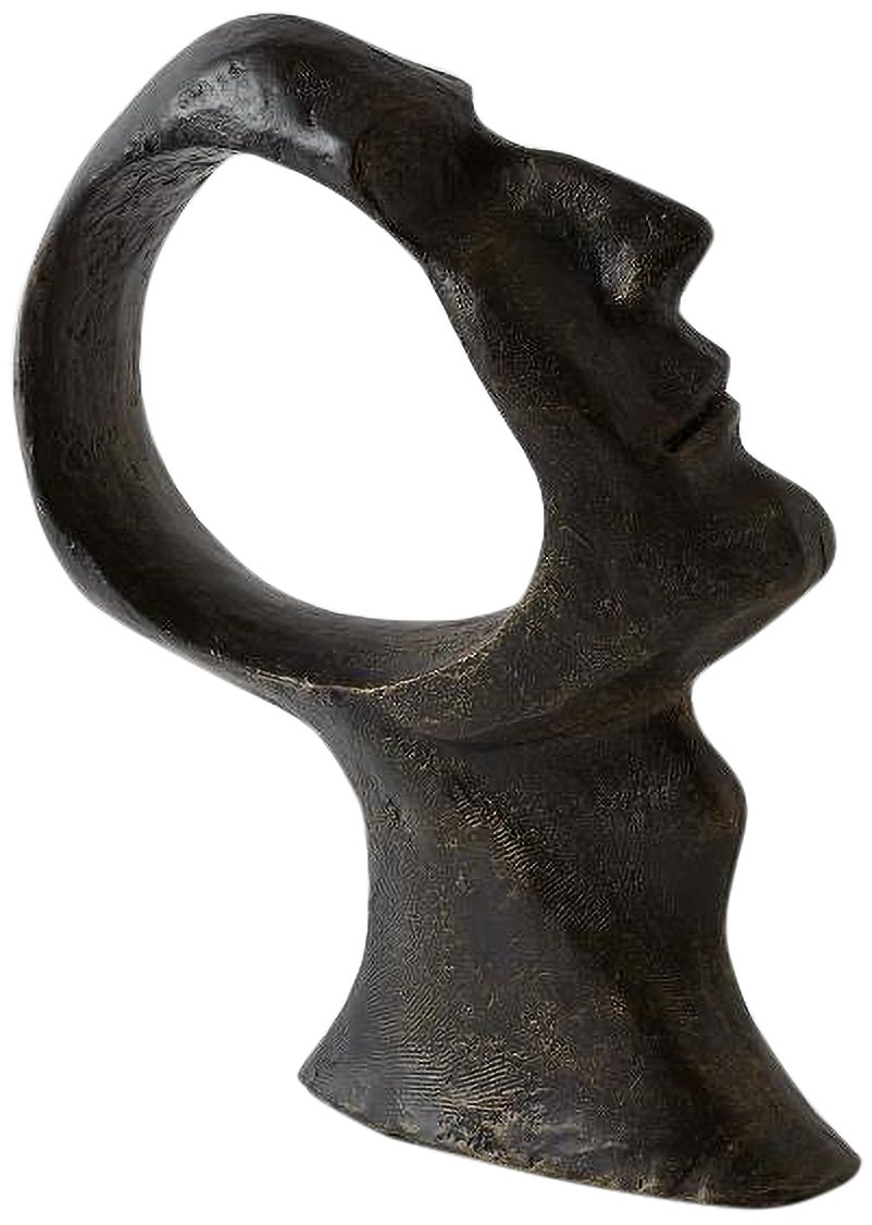 Image 3 Hollow Head Flat Bronze 13" High Male Bust Sculpture more views