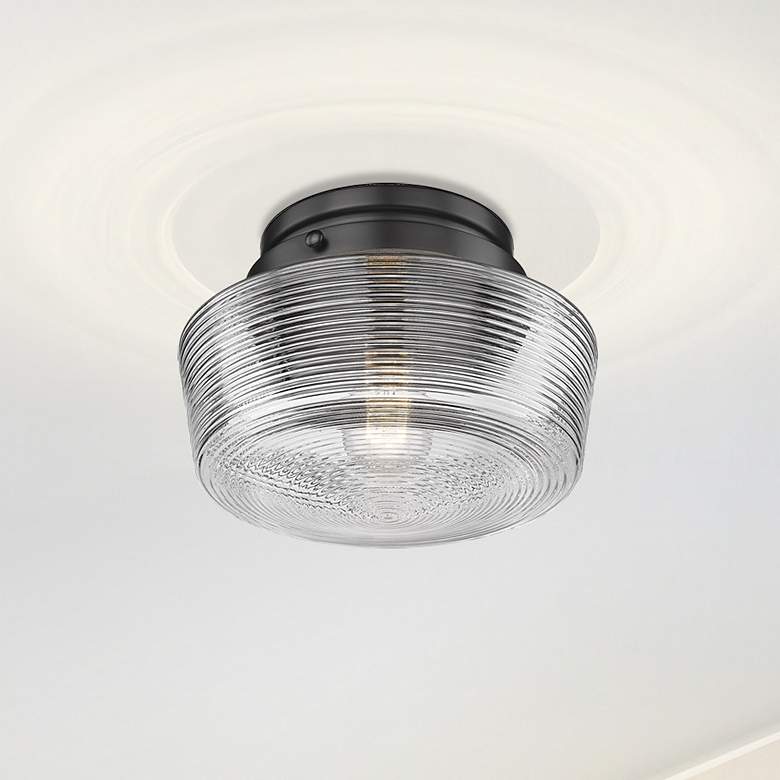Image 1 Holloway 10 5/8" Wide Matte Black 1-Light Flush Mount With Clear Glass