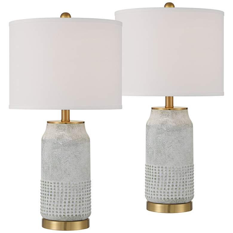 Image 2 Holly 24 3/4" Gold and Gray-Green Ceramic Modern Lamps Set of 2