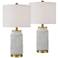 Holly 24 3/4" Gold and Gray-Green Ceramic Modern Lamps Set of 2