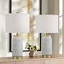 2_Holly 24 3/4" Gold and Gray-Green Ceramic Modern Lamps Set of 2