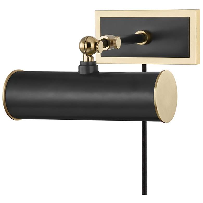 Image 1 Holly 8 1/4" Wide Old Bronze and Brass Plug-In Picture Light