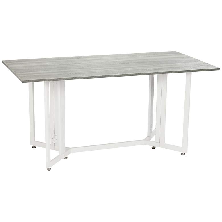 Image 1 Holly and Martin 63"W Gray Drop Leaf Console Dining Table