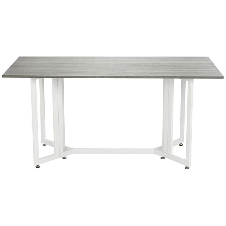 Image 6 Holly and Martin 63"W Gray Drop Leaf Console Dining Table more views