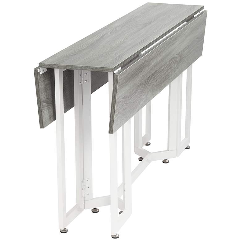 Image 7 Holly and Martin 63"W Gray Drop Leaf Console Dining Table more views