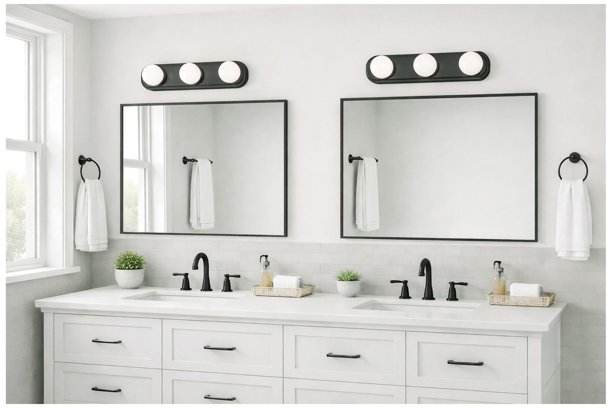 Image 3 Hollywood 24" Wide 3-Light Black LED Vanity Light more views