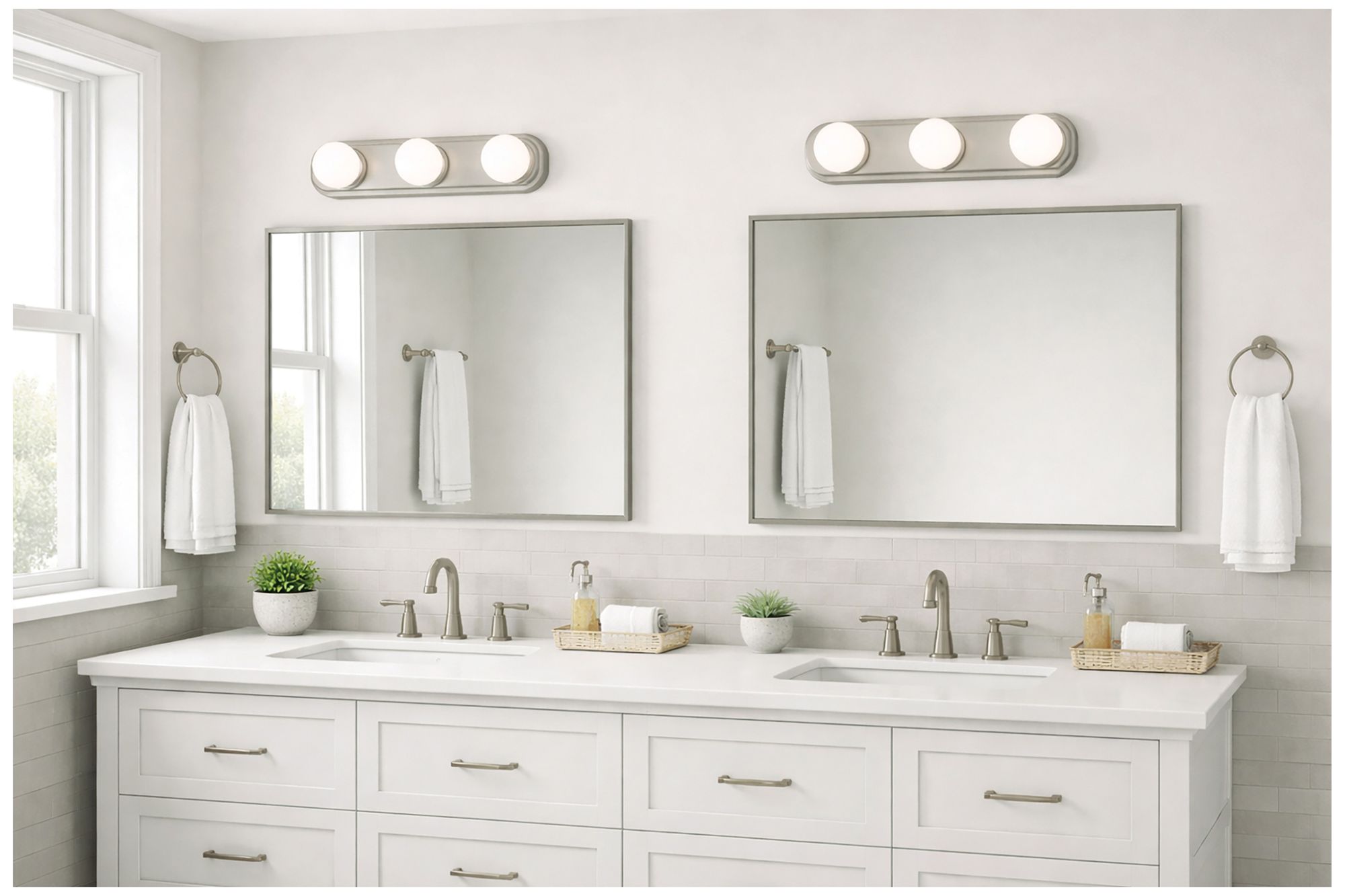 Image 3 Hollywood 24" Wide 3-Light Satin Nickel LED Vanity Light more views