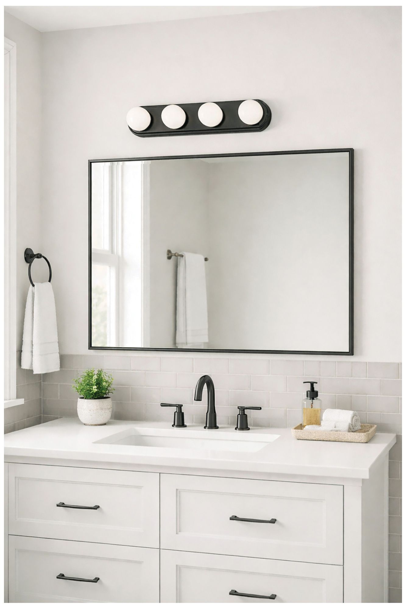 Image 3 Hollywood 24" Wide 4-Light Black LED Vanity Light more views