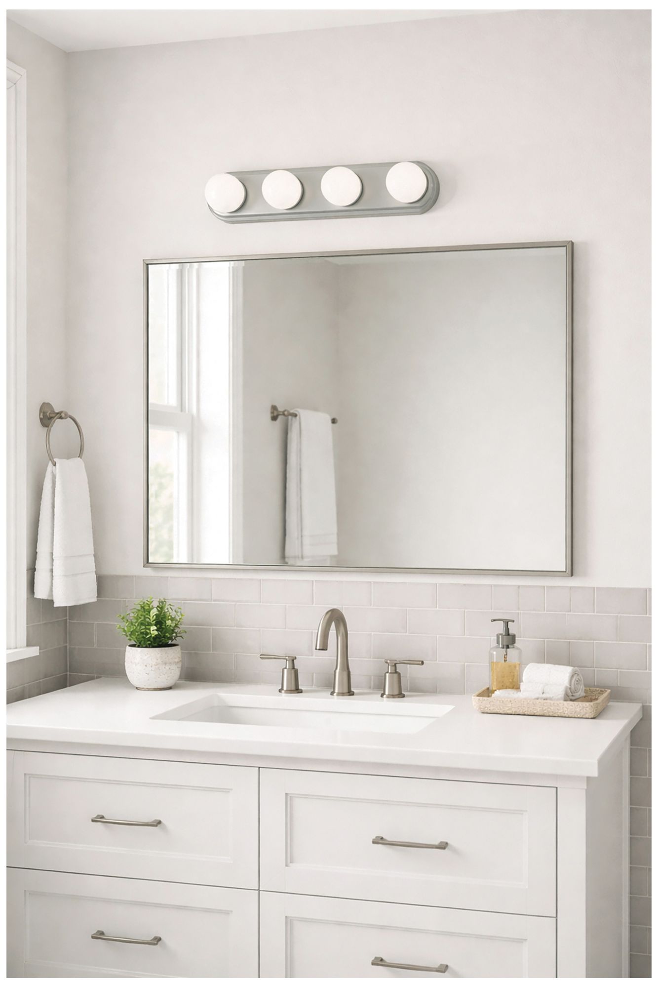 Image 3 Hollywood 24" Wide 4-Light Satin Nickel LED Vanity Light more views