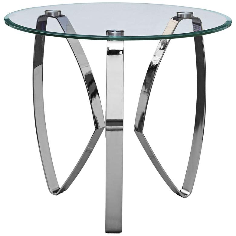 Image 1 Hollywood 28 inch Wide Glass and Chrome Modern End Table
