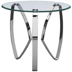Hollywood 28&quot; Wide Glass and Chrome Modern End Table