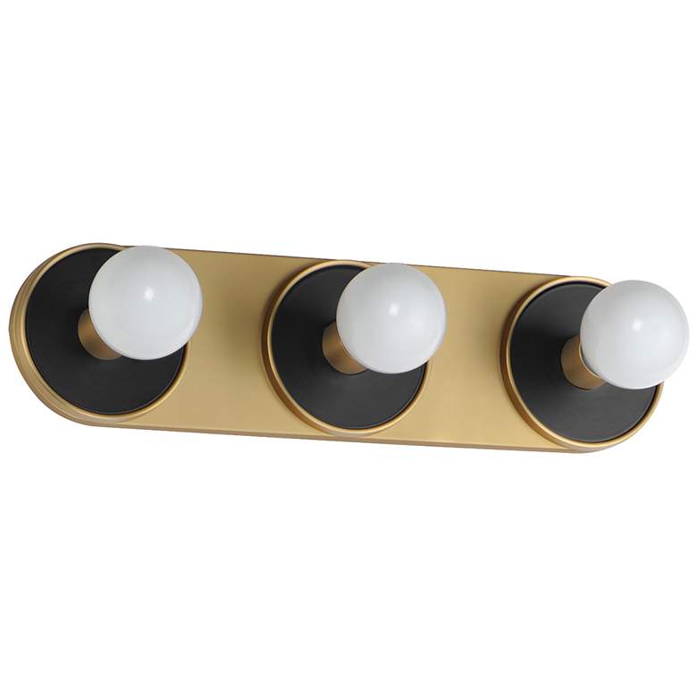 Image 1 Hollywood 3-Light Sconce w/ LED Bulb Black / Brass