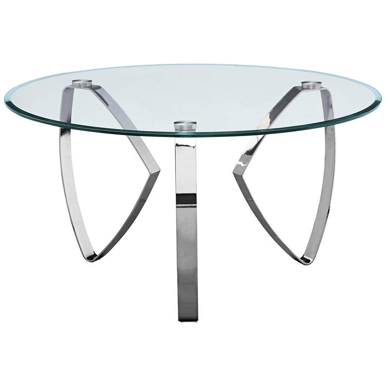 Image 1 Hollywood 38 inch Wide Glass and Chrome Modern Cocktail Table