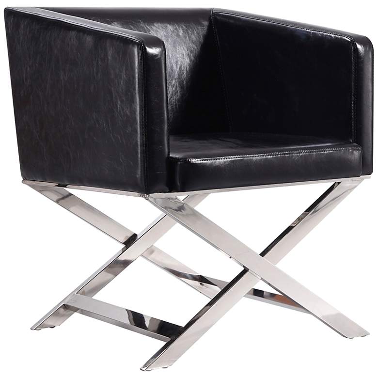 Image 2 Hollywood Black Faux Leather Lounge Accent Chair