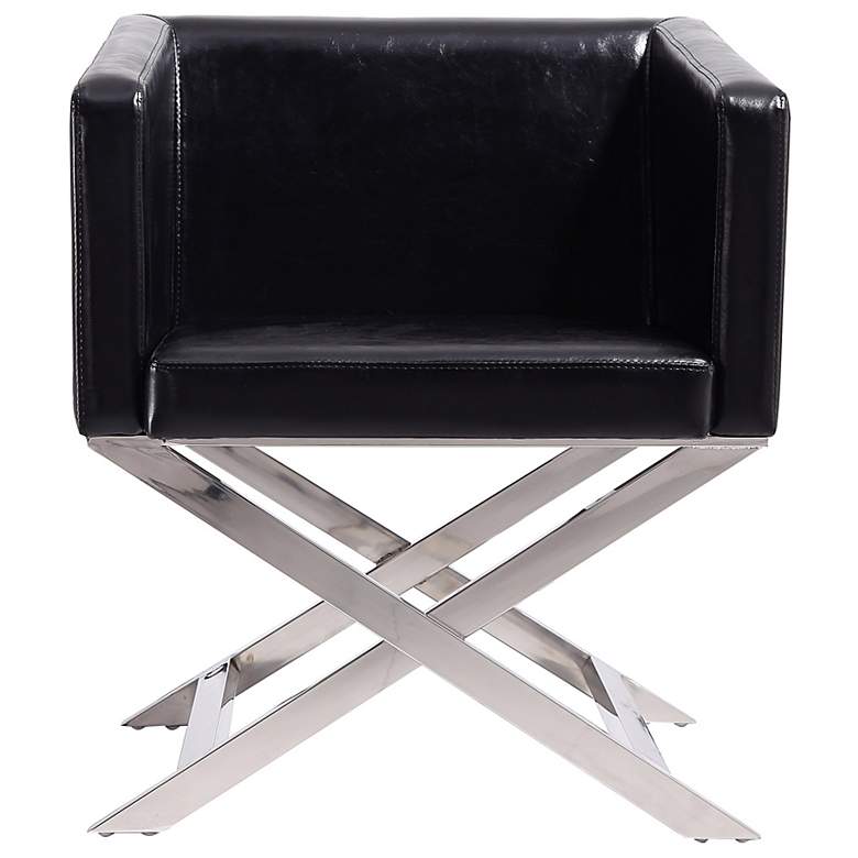 Image 4 Hollywood Black Faux Leather Lounge Accent Chair more views